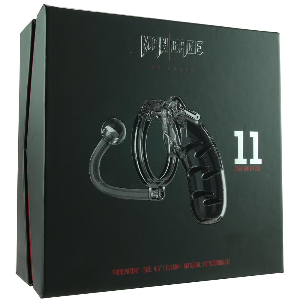 ManCage 11 4.5" Chastity Device with Plug in Clear - Sex Toys Vancouver Same Day Delivery