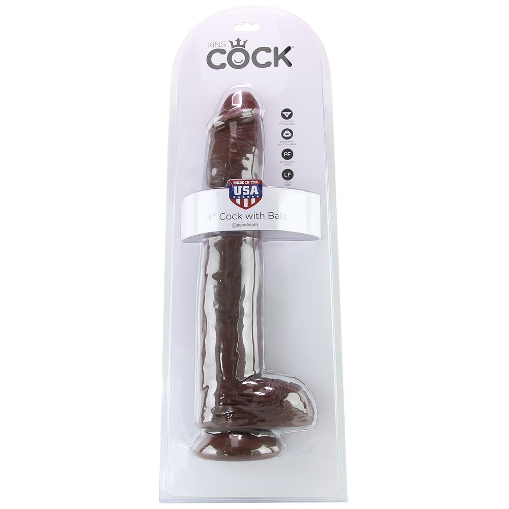 King Cock 14" Cock with Balls in Chocolate - Sex Toys Vancouver Same Day Delivery