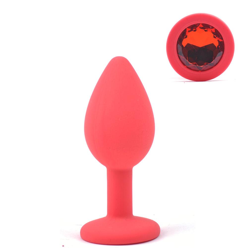 Red Small Size Silicone Anal Plug with Red Diamond - Sexy.Delivery Sex Toys Delivery