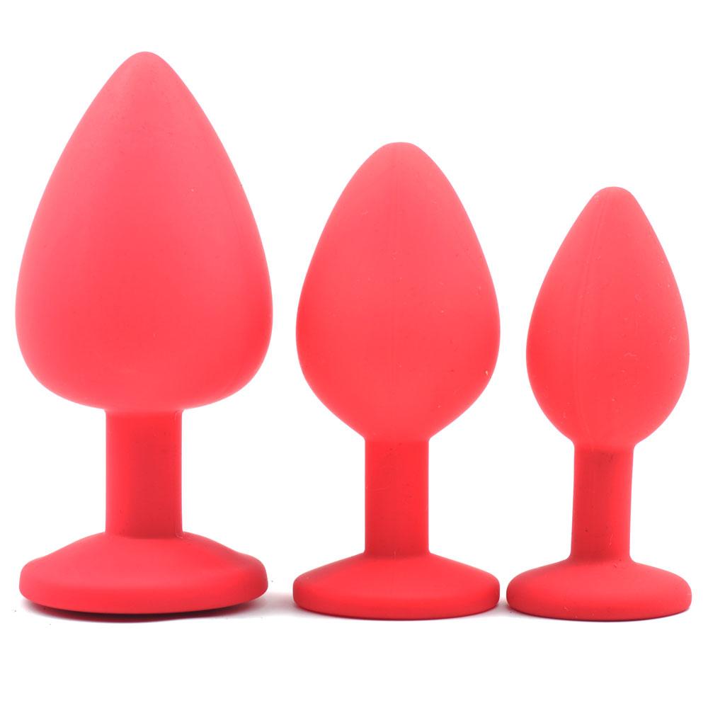 Red Small Size Silicone Anal Plug with Red Diamond - Sexy.Delivery Sex Toys Delivery