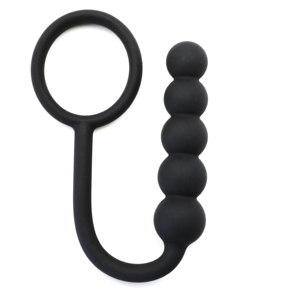 Black Color Silicone Anal Beads with Ring - Sexy.Delivery Sex Toys Delivery