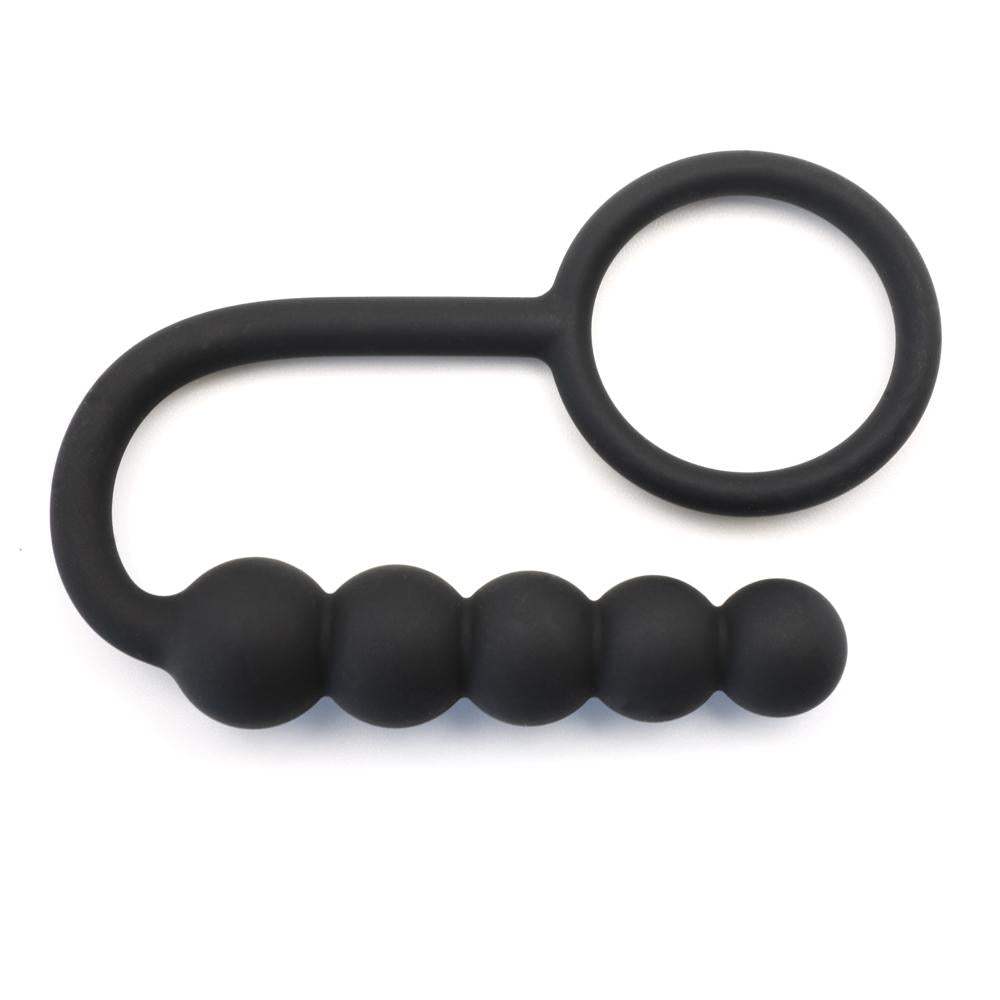 Black Color Silicone Anal Beads with Ring - Sexy.Delivery Sex Toys Delivery