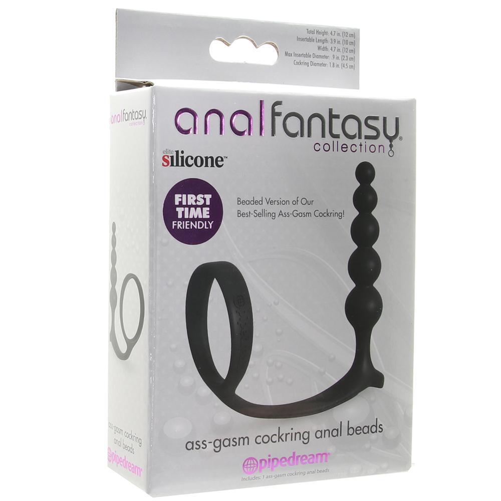 Anal Fantasy Ass-Gasm Beaded Cock Ring Plug in Black - Sex Toys Vancouver Same Day Delivery