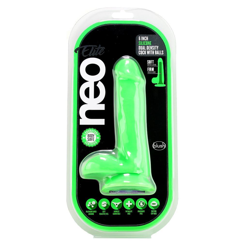 Neo Elite 6" Dual Density Silicone Cock in Green - Sex Toys Vancouver Same Day Delivery